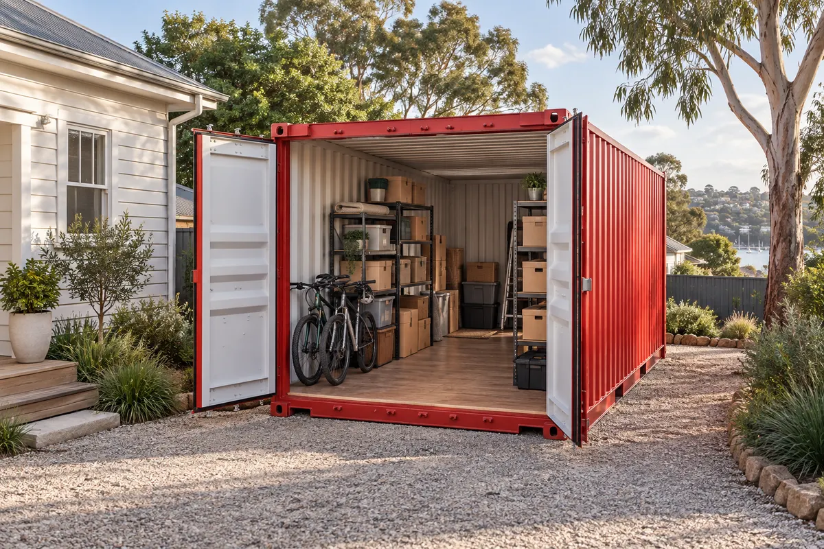 Brand illustration of a container organised for household storage